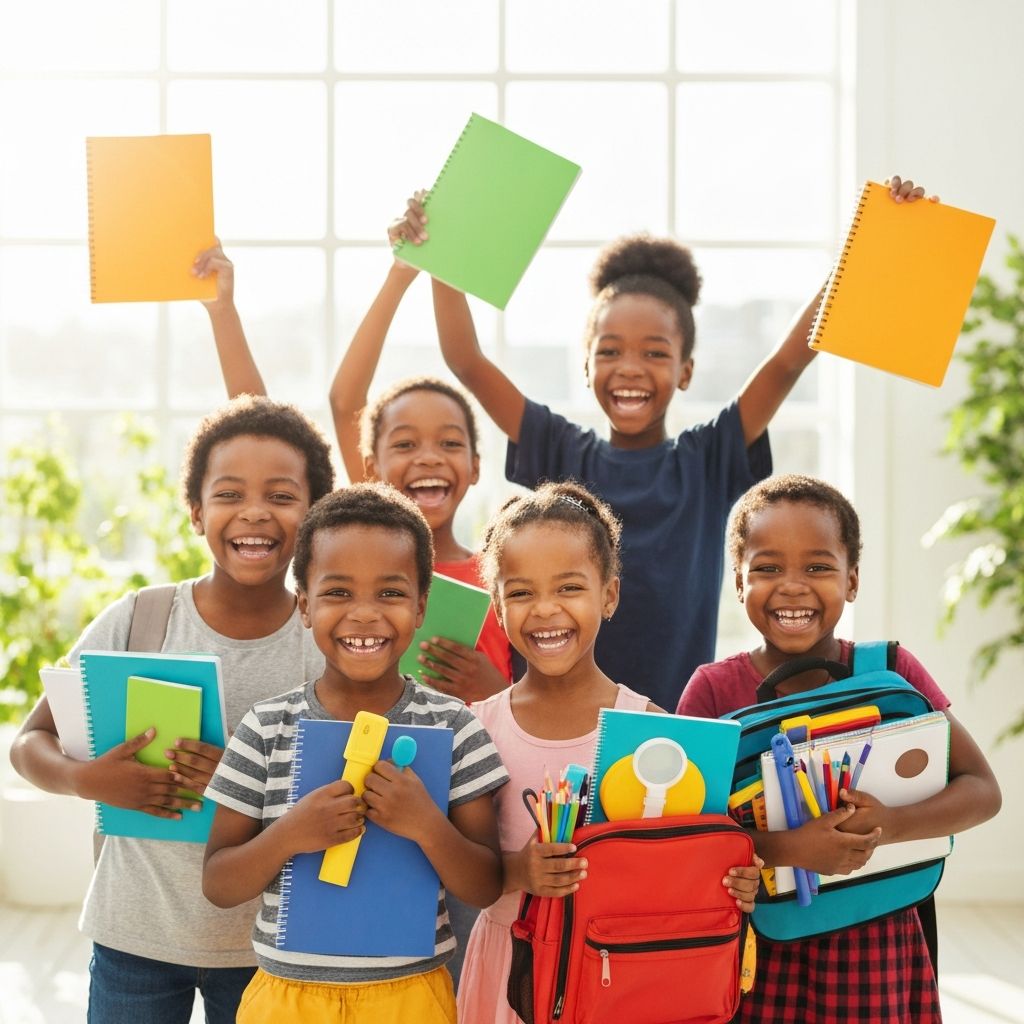 African children with books